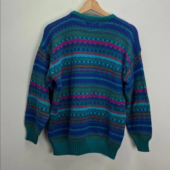 Vintage Alps Multicolor Knit Patterned Sweater Crew Neck Womens Medium Retro - Picture 6 of 8